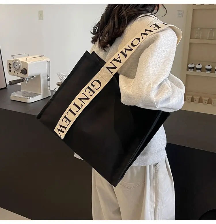 New Letter Shoulder Strap Canvas Tote Bag for Women — feature 11
