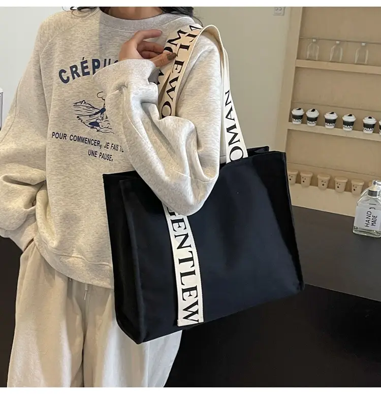 New Letter Shoulder Strap Canvas Tote Bag for Women — feature 12