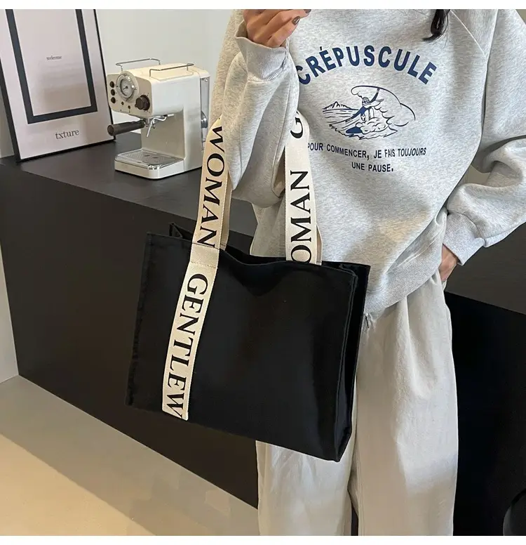 New Letter Shoulder Strap Canvas Tote Bag for Women — feature 13