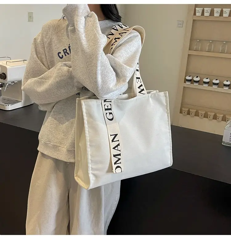 New Letter Shoulder Strap Canvas Tote Bag for Women — feature 15