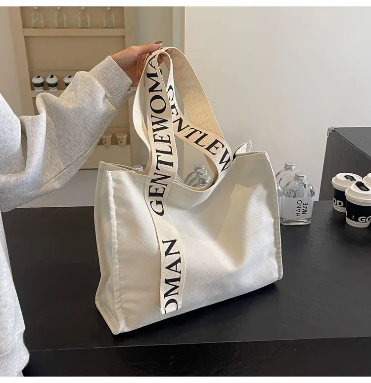 New Letter Shoulder Strap Canvas Tote Bag for Women — feature 16