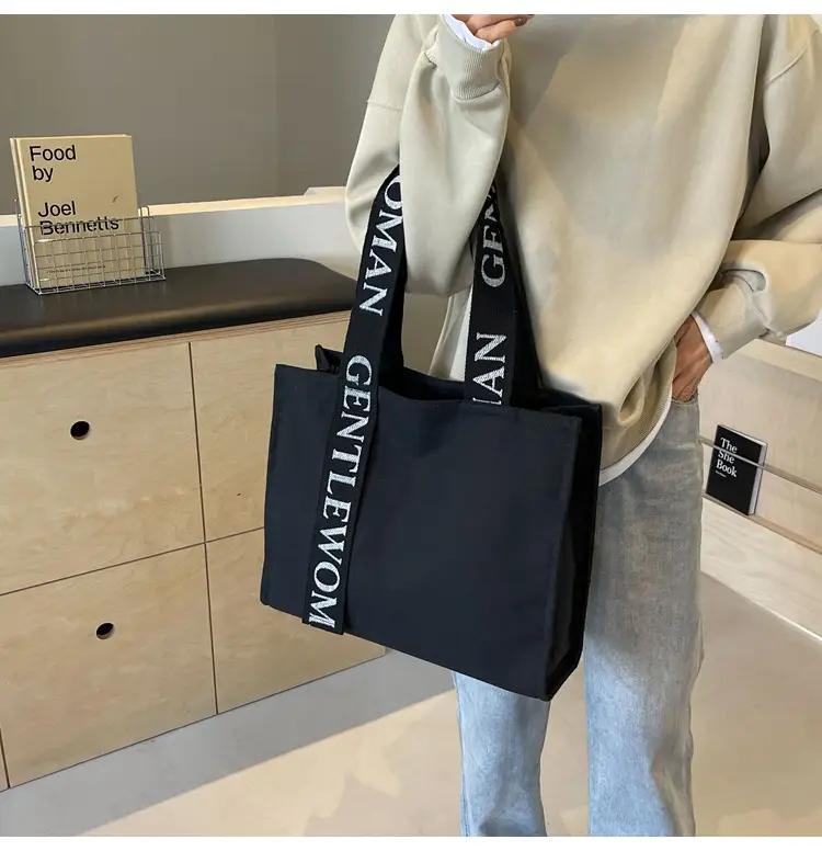 New Letter Shoulder Strap Canvas Tote Bag for Women — feature 17