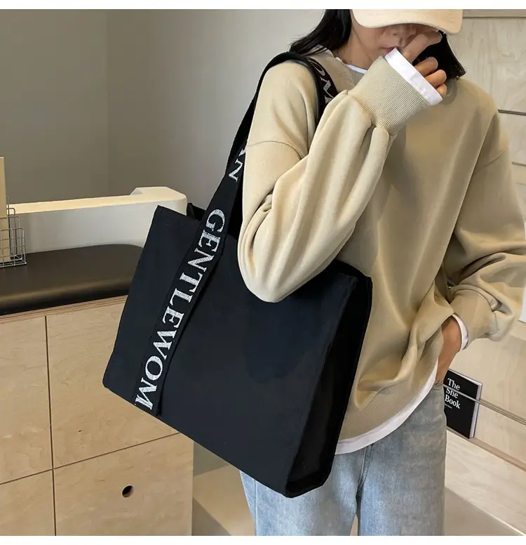 New Letter Shoulder Strap Canvas Tote Bag for Women — feature 18