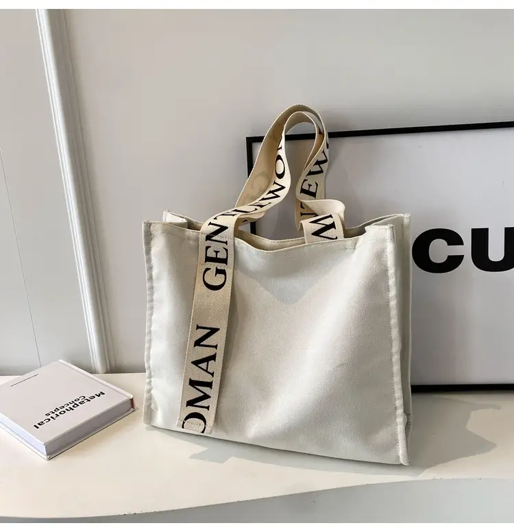 New Letter Shoulder Strap Canvas Tote Bag for Women — feature 20