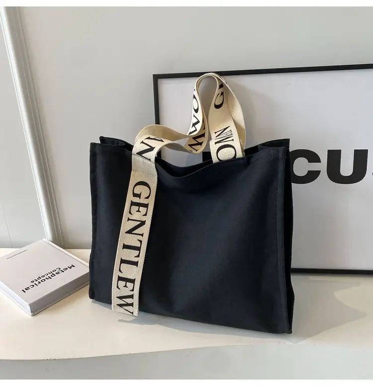 New Letter Shoulder Strap Canvas Tote Bag for Women — feature 21