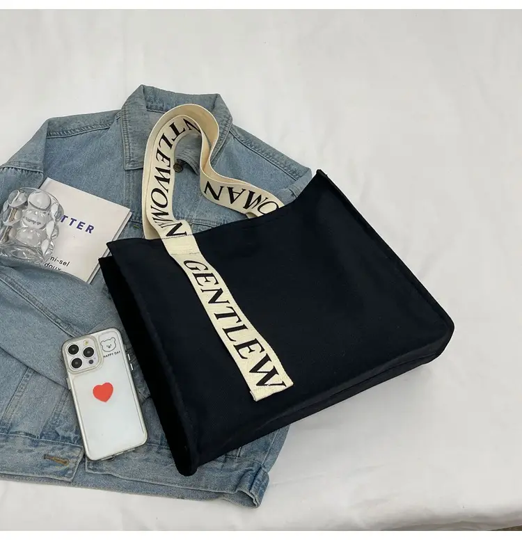 New Letter Shoulder Strap Canvas Tote Bag for Women — feature 7
