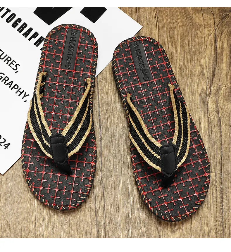 Vietnam Flip Flops Summer New Non-slip Casual Slippers Men's Woven Distinctive Beach Sandals Thailand Cross-border Trendy Slippers — feature 22