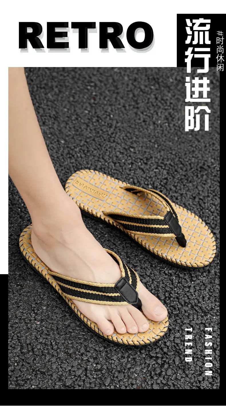 Vietnam Flip Flops Summer New Non-slip Casual Slippers Men's Woven Distinctive Beach Sandals Thailand Cross-border Trendy Slippers — feature 4
