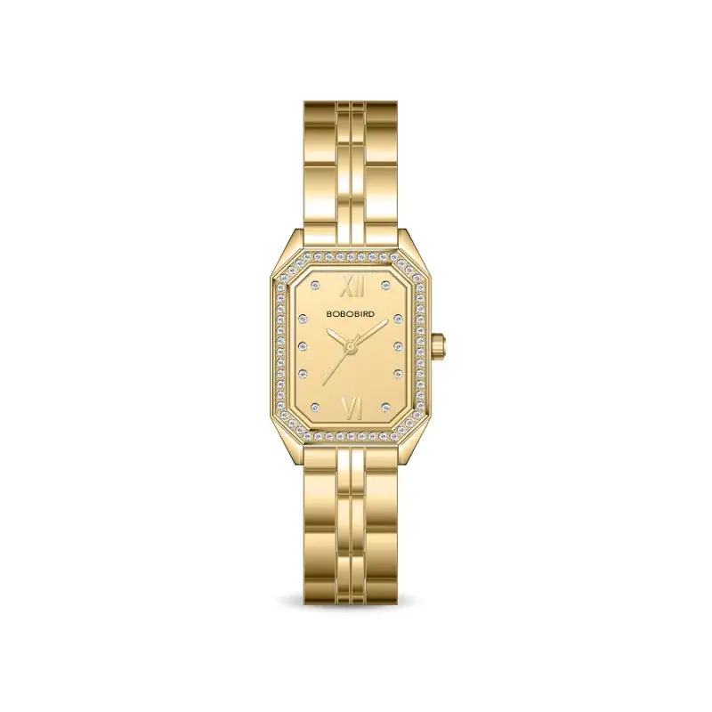 Gold Square Watch with Diamond Crystal Band - Image 6
