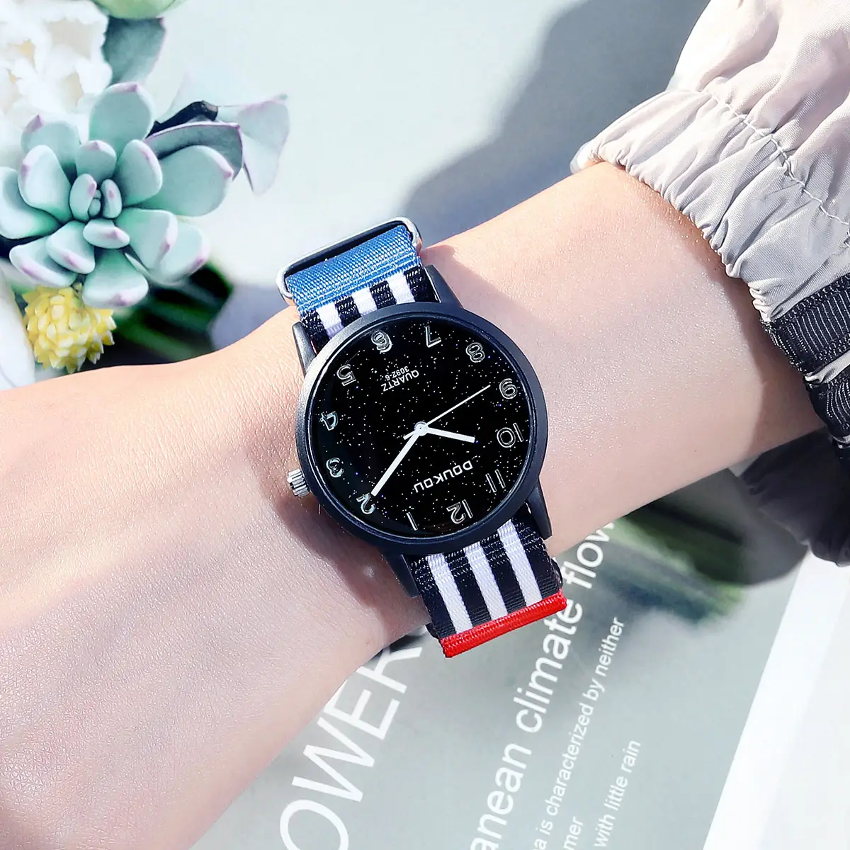 Korean Style Women's Waterproof Watch with Colorful Strap