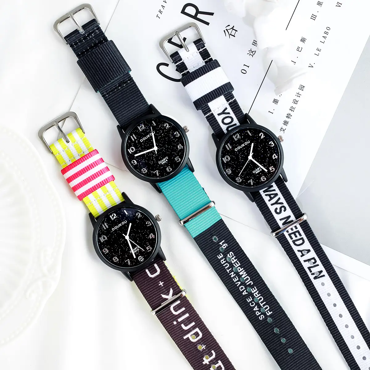 Korean Style Women's Waterproof Watch with Colorful Strap