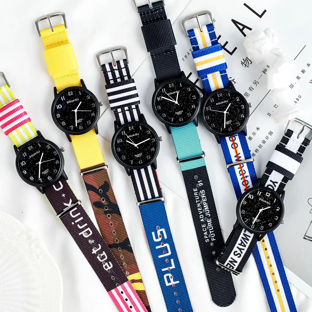 Korean Style Women's Waterproof Watch with Colorful Strap