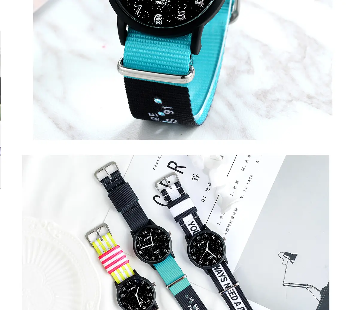 Korean Style Women's Waterproof Watch with Colorful Strap — feature 14