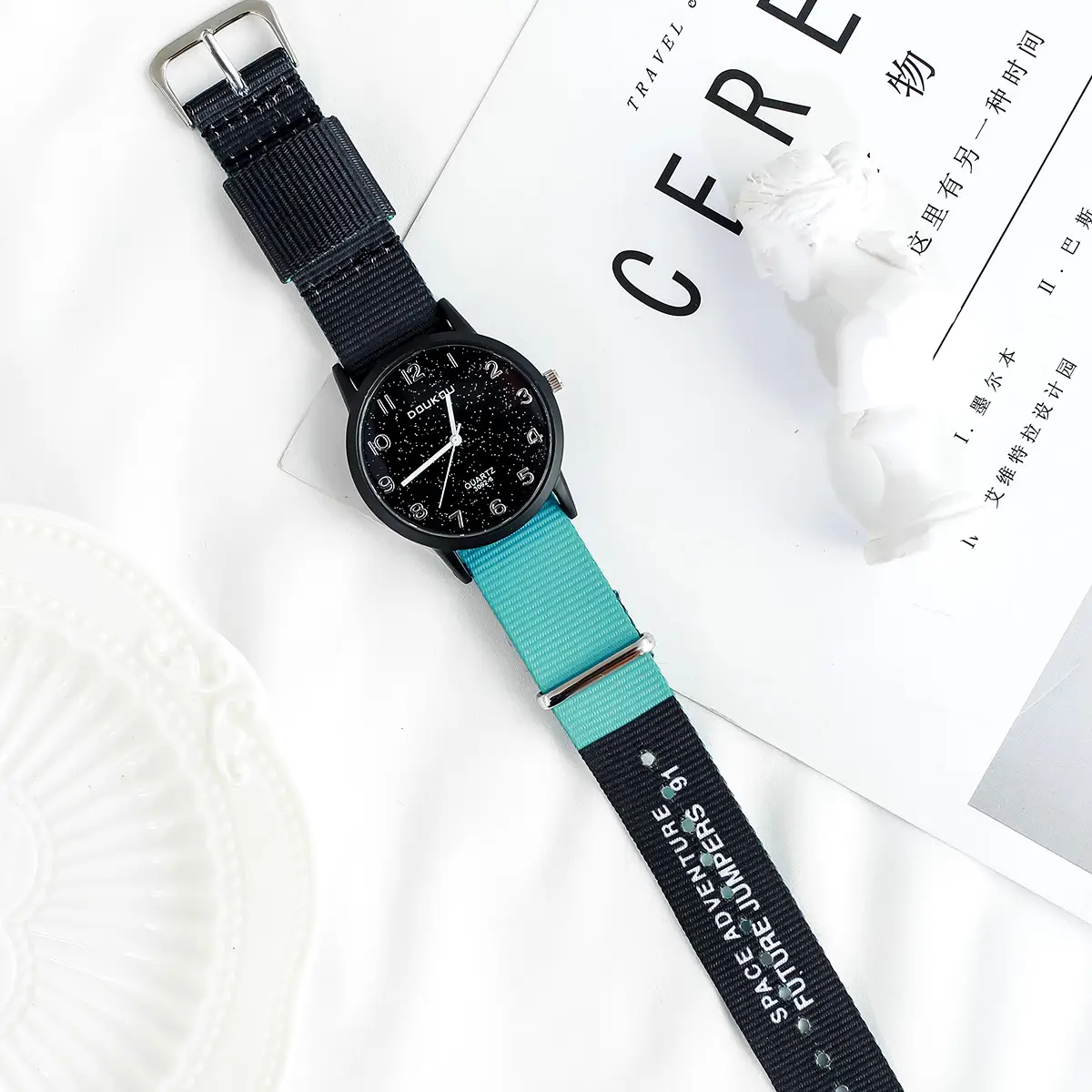 Korean Style Women's Waterproof Watch with Colorful Strap