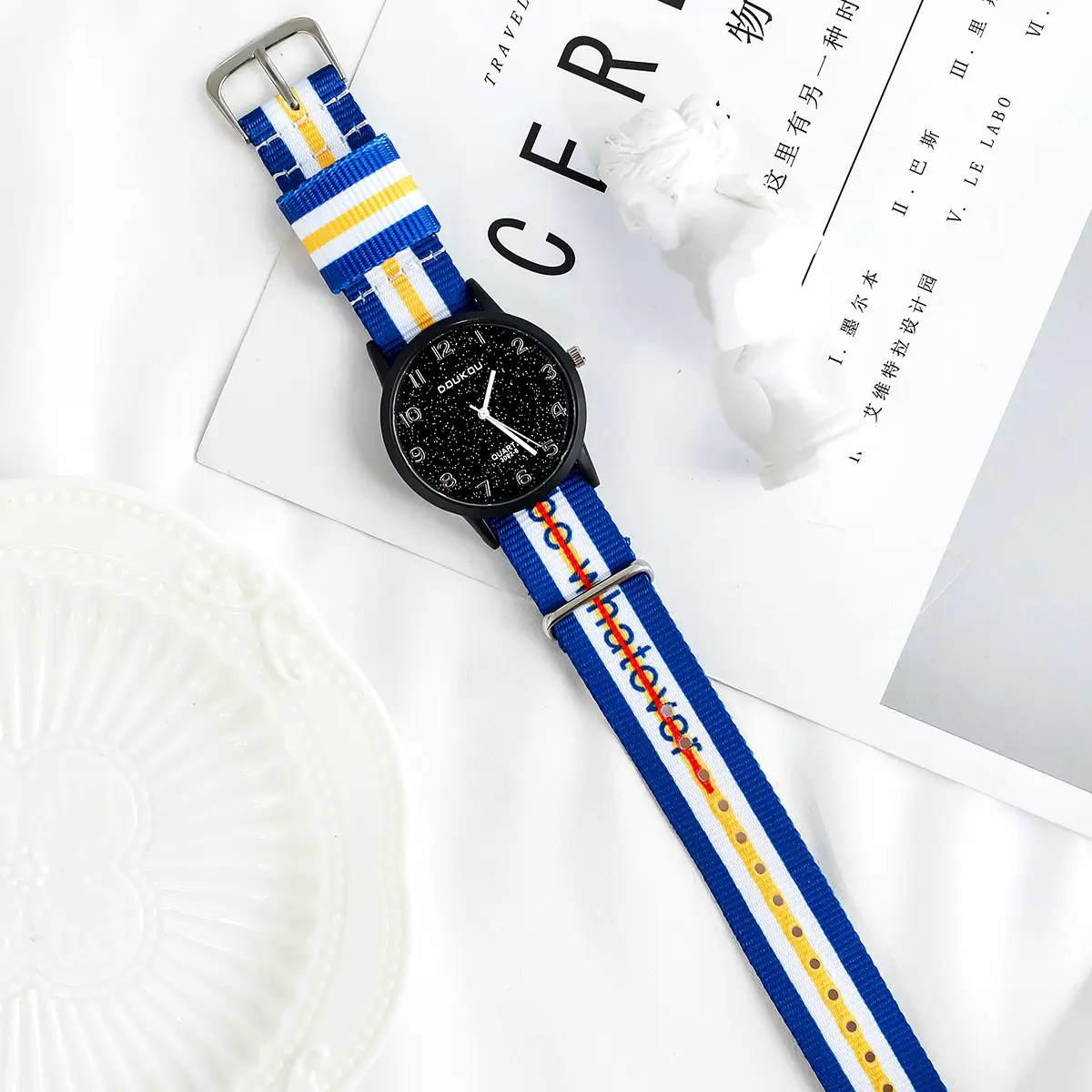 Korean Style Women's Waterproof Watch with Colorful Strap
