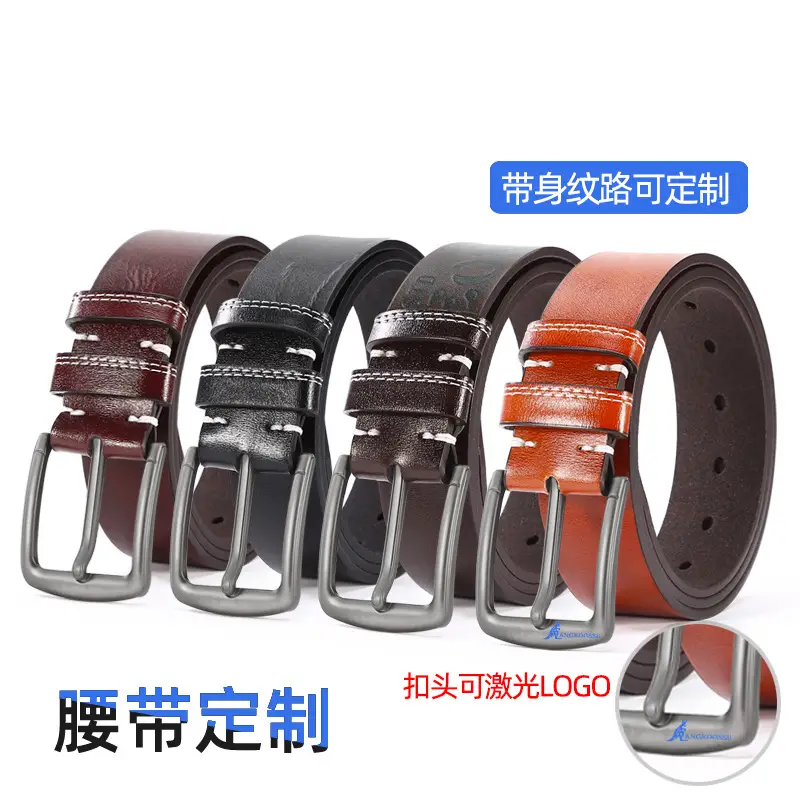 Men Genuine Leather Belt Gray Customized - Image 8