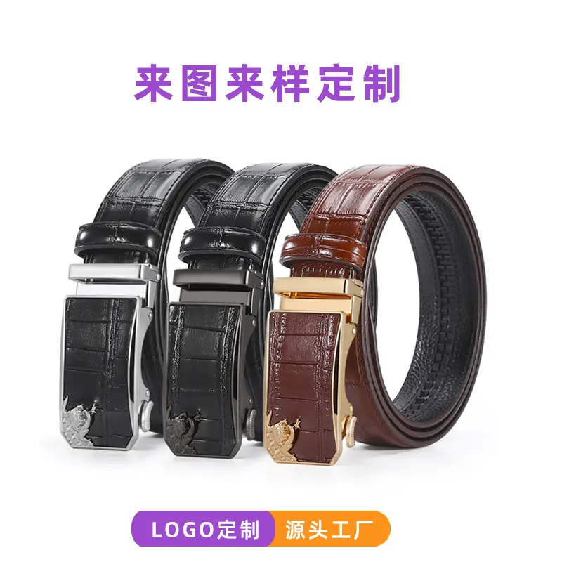 Men Genuine Leather Belt Gray Customized — feature 4