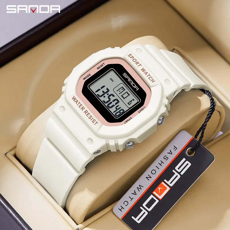 Sanda Waterproof Digital Watch for Men Women Blue Pink