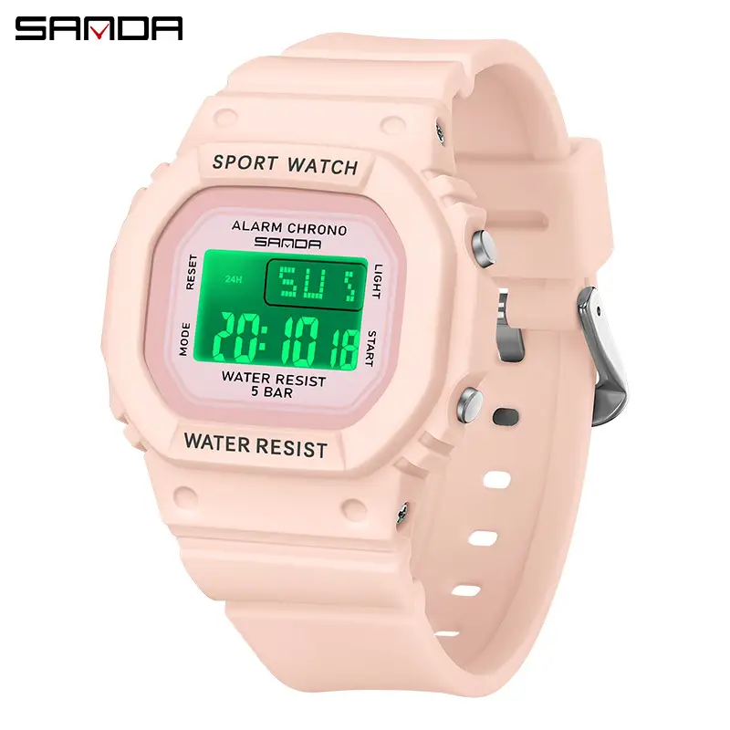 Sanda Waterproof Digital Watch for Men Women Blue Pink