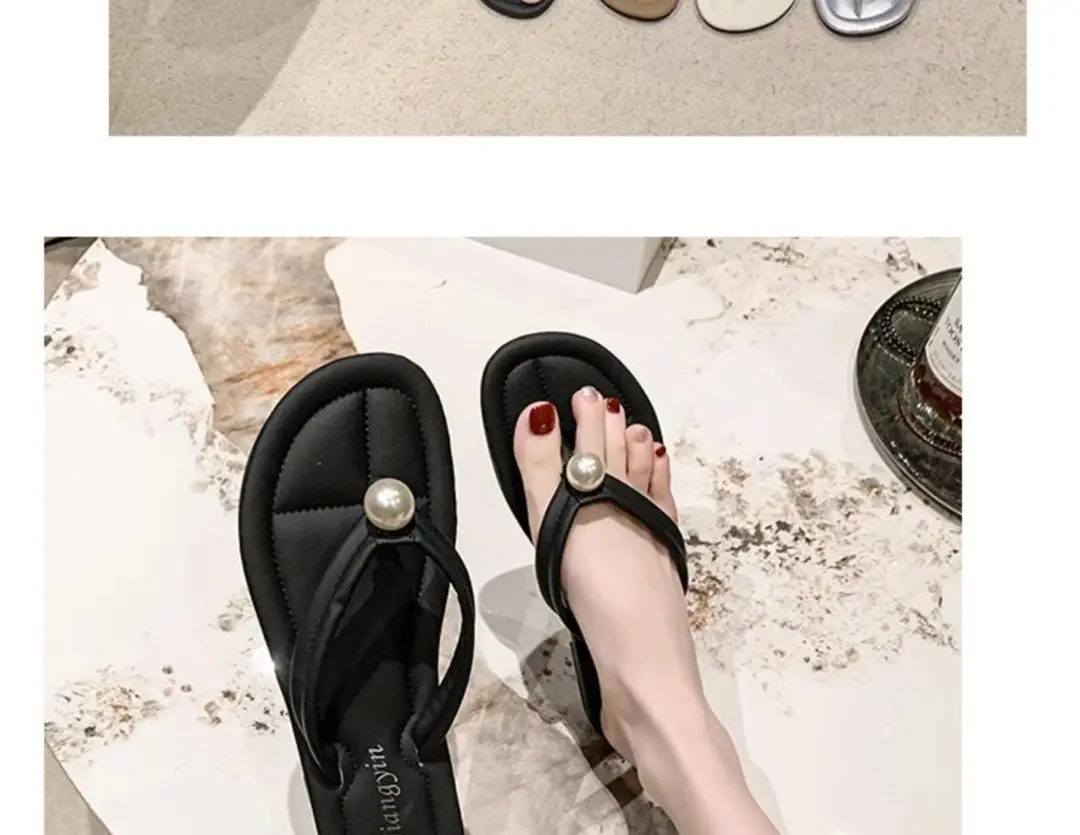 Pearl Flip-Flops for Women, Summer Outdoor Wear, Flat Soft Sole, Travel Beach Sandals, 2026 New Model — feature 11