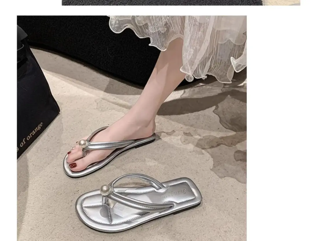 Pearl Flip-Flops for Women, Summer Outdoor Wear, Flat Soft Sole, Travel Beach Sandals, 2026 New Model — feature 5