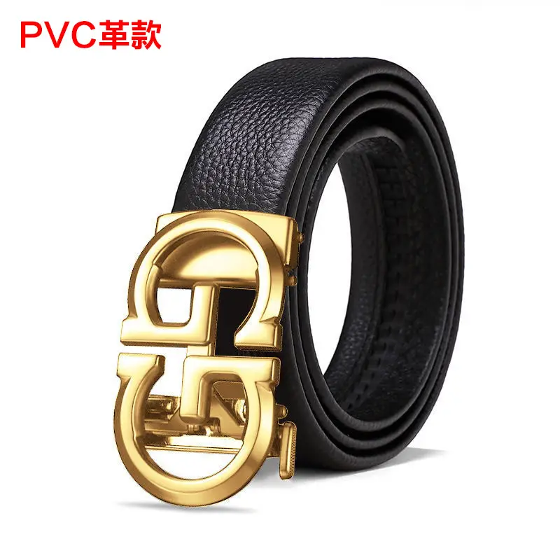 Golden positive and negative G + PVC leather belt body