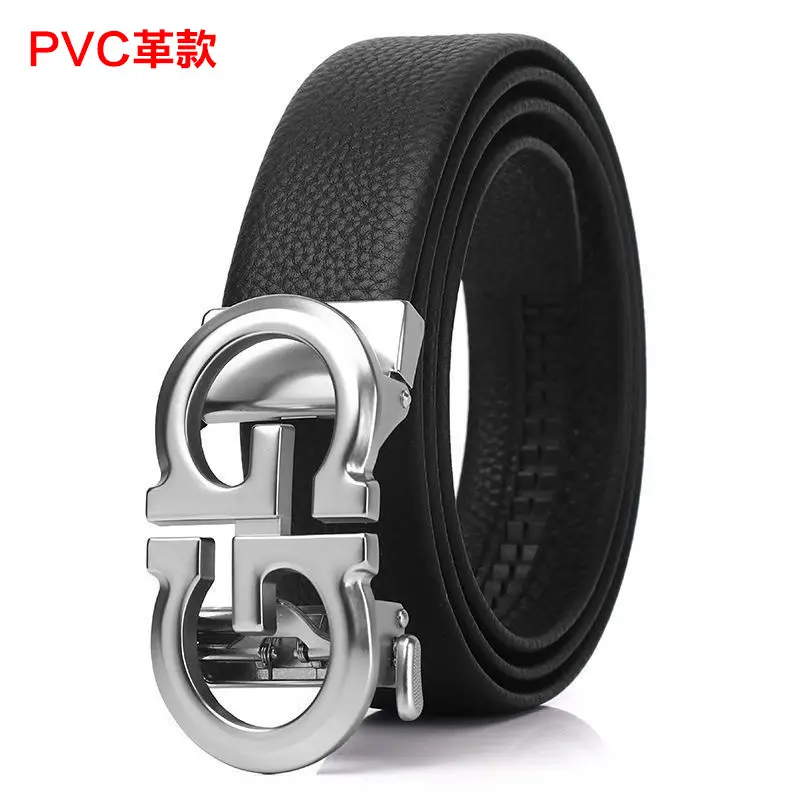 Silver positive and negative G + PVC leather belt body
