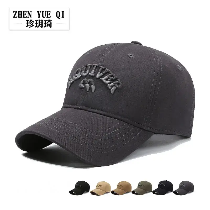 Black Korean-style 3D Embroidered Cap for Men Women
