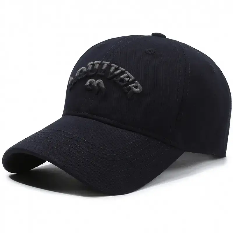 Black Korean-style 3D Embroidered Cap for Men Women