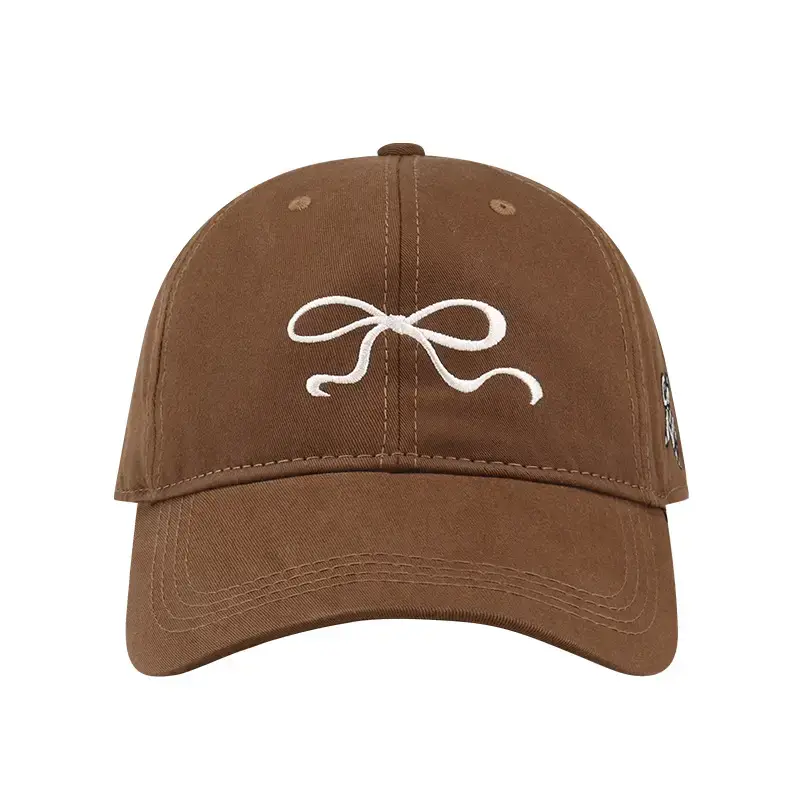 Brown Embroidered Bow Peaked Cap for Men - Image 11