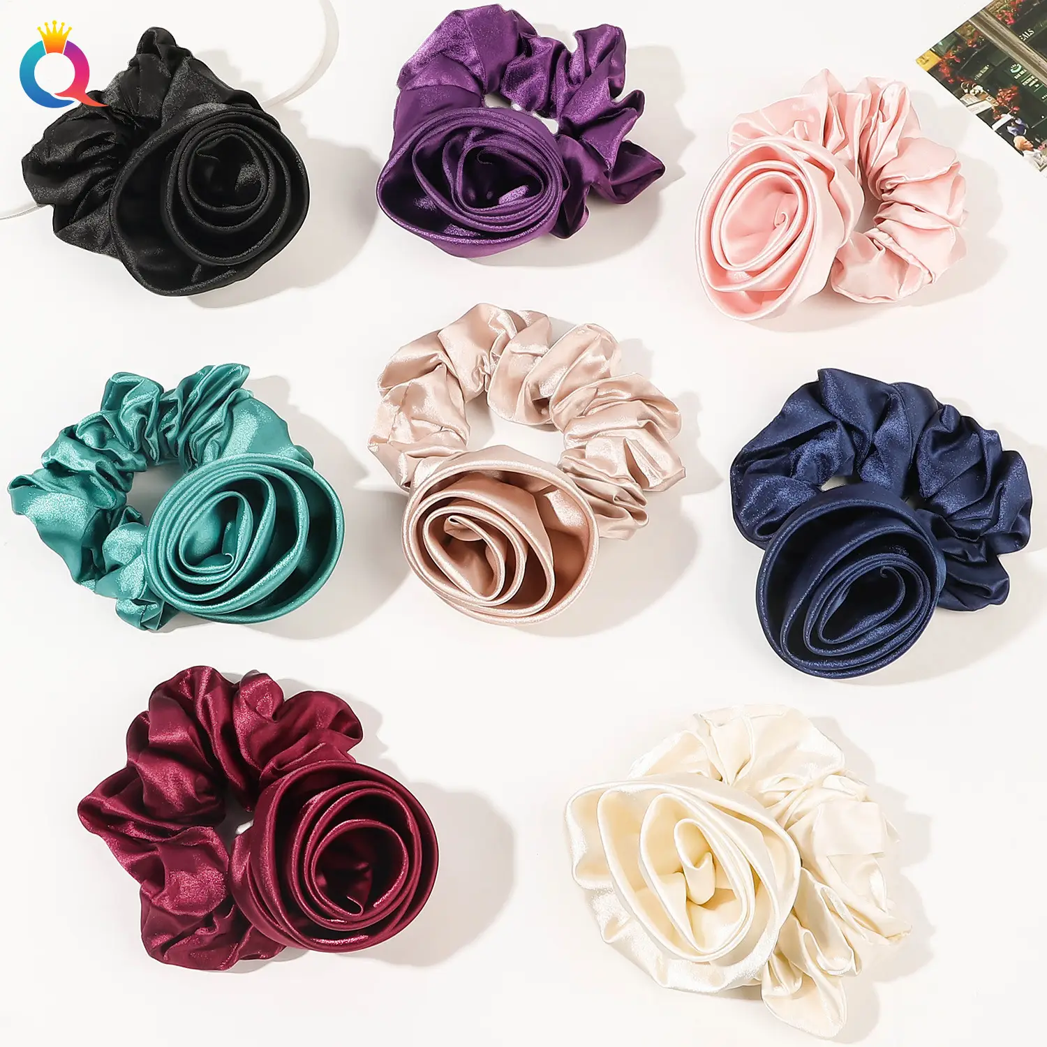 Rose Satin Hair Band for Women, Navy Blue, High Quality, Wholesale — feature 15