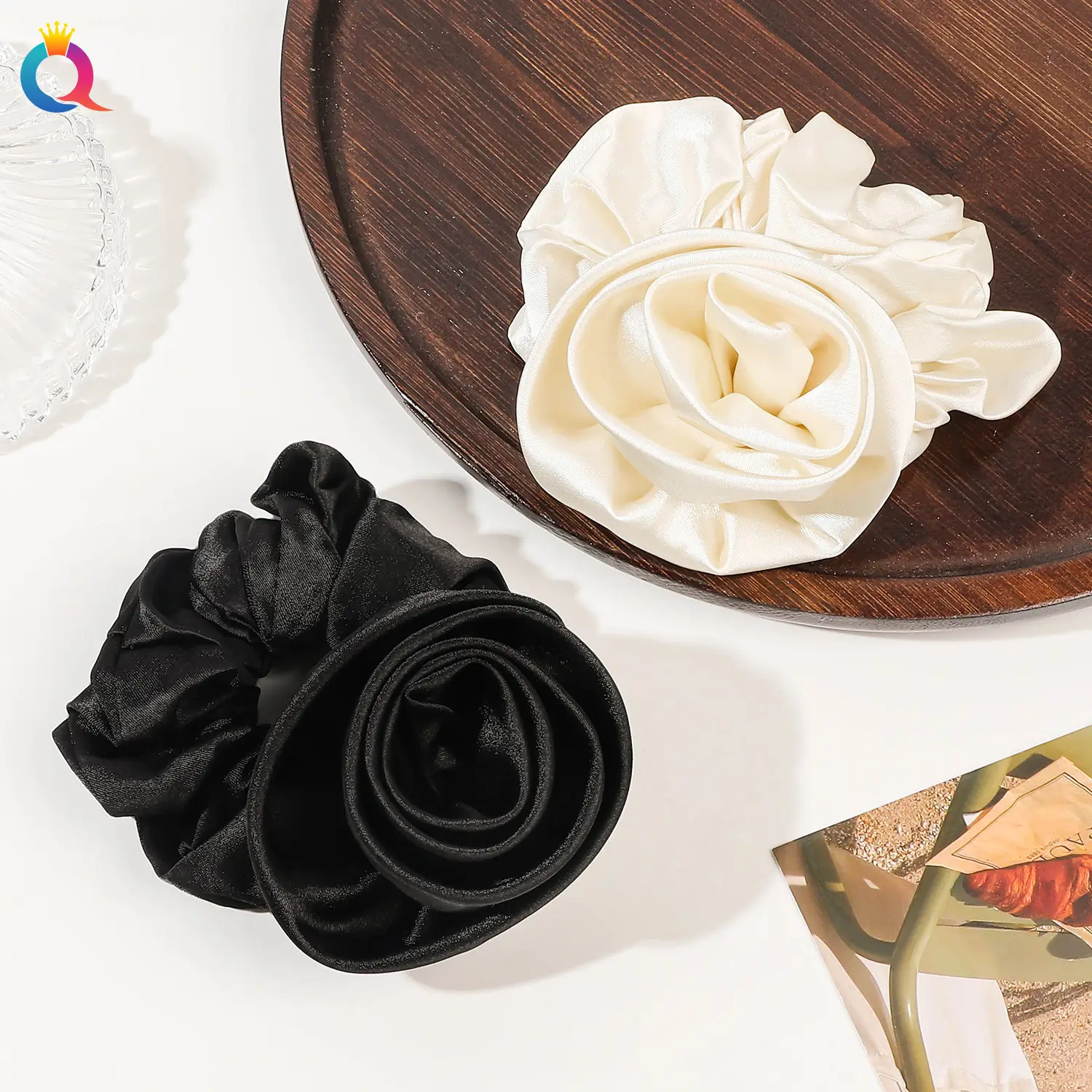 Rose Satin Hair Band for Women, Navy Blue, High Quality, Wholesale — feature 19