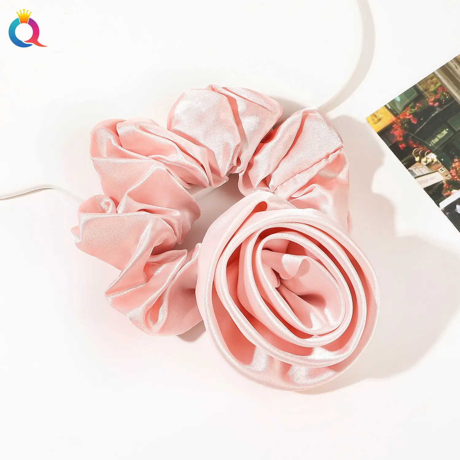 Rose Satin Hair Band for Women, Navy Blue, High Quality, Wholesale - Image 2