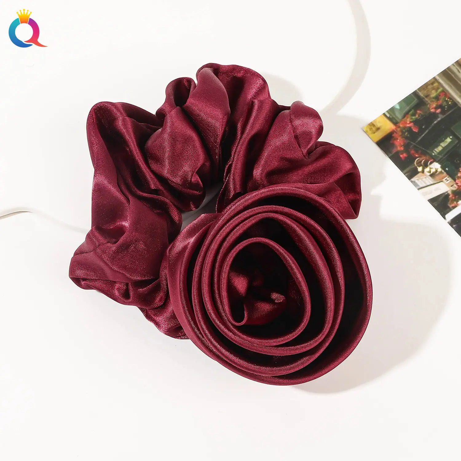 Rose Satin Hair Band for Women, Navy Blue, High Quality, Wholesale - Image 3
