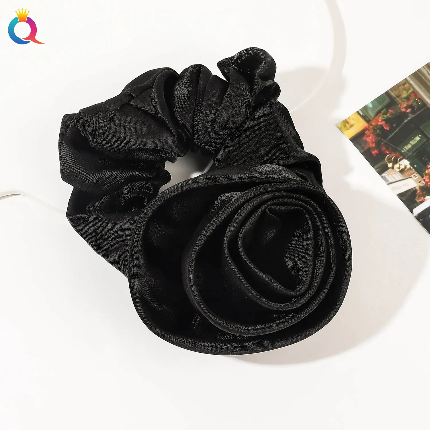 Rose Satin Hair Band for Women, Navy Blue, High Quality, Wholesale - Image 4