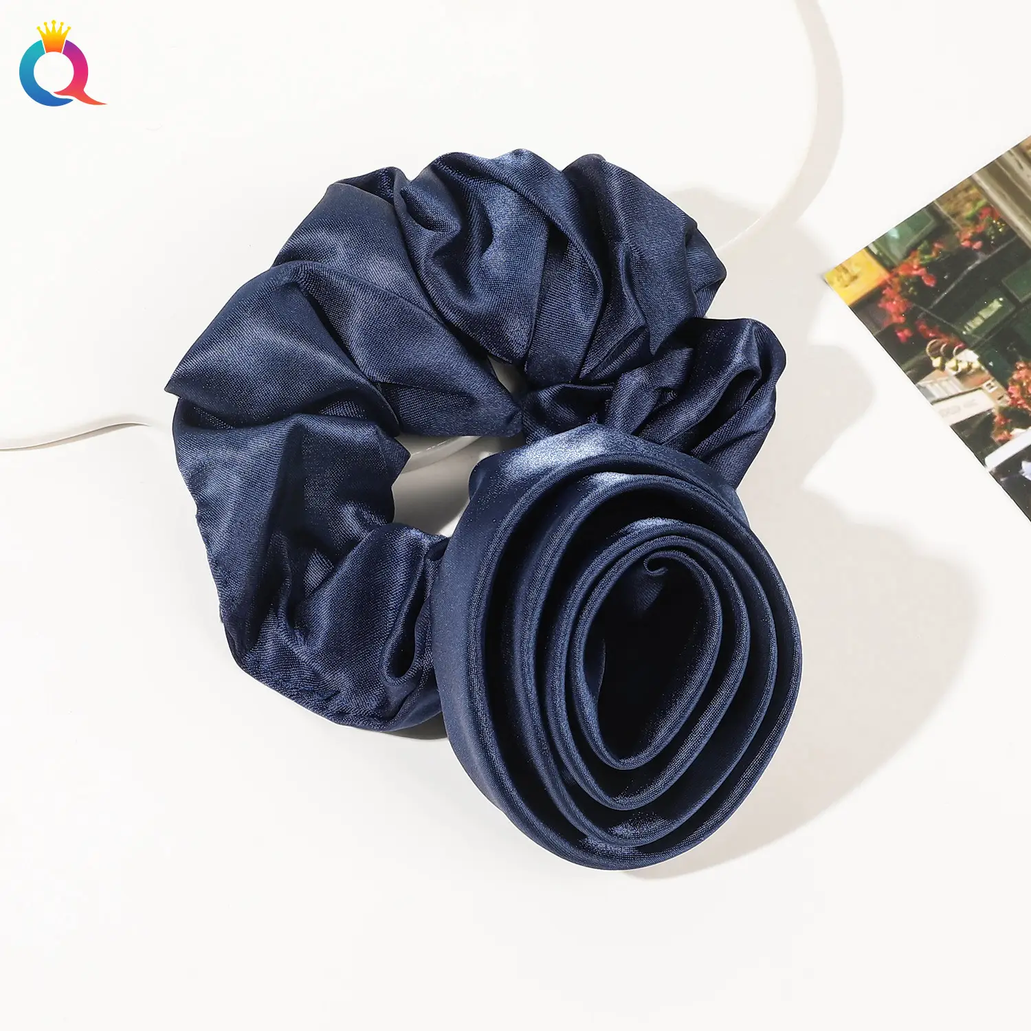 Rose Satin Hair Band for Women, Navy Blue, High Quality, Wholesale - Image 5