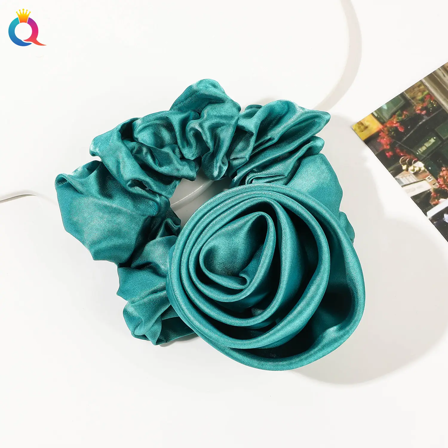 Rose Satin Hair Band for Women, Navy Blue, High Quality, Wholesale - Image 8