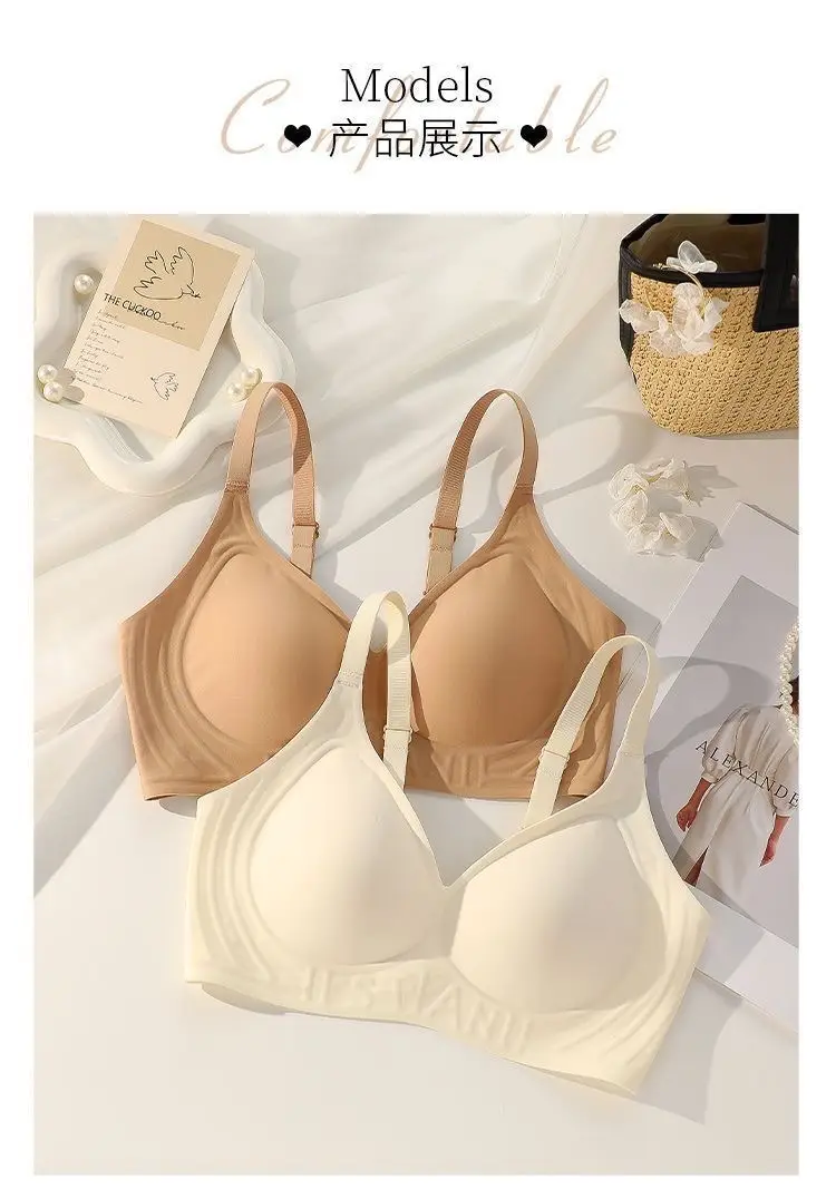 Clothes colorful shell [pull up support] Jelly underwear women's summer small chest push up big wireless anti-sagging bra — feature 27