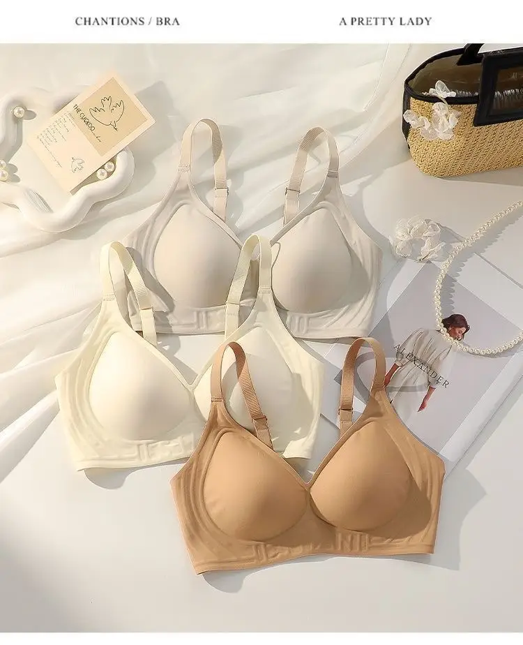 Clothes colorful shell [pull up support] Jelly underwear women's summer small chest push up big wireless anti-sagging bra — feature 29