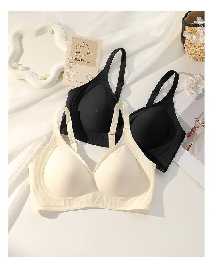 Clothes colorful shell [pull up support] Jelly underwear women's summer small chest push up big wireless anti-sagging bra — feature 33