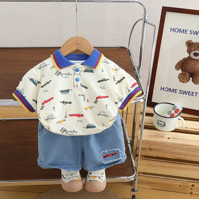 Boys' 2Pc Printed Polo Shorts Set Summer 2024 — feature 13