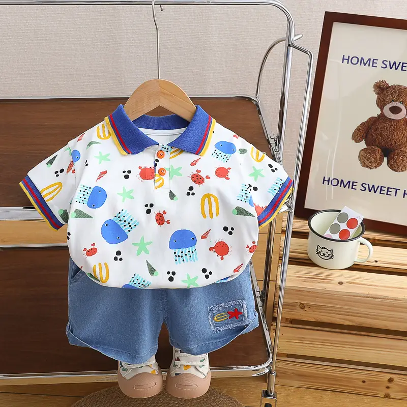 Boys' 2Pc Printed Polo Shorts Set Summer 2024 — feature 15
