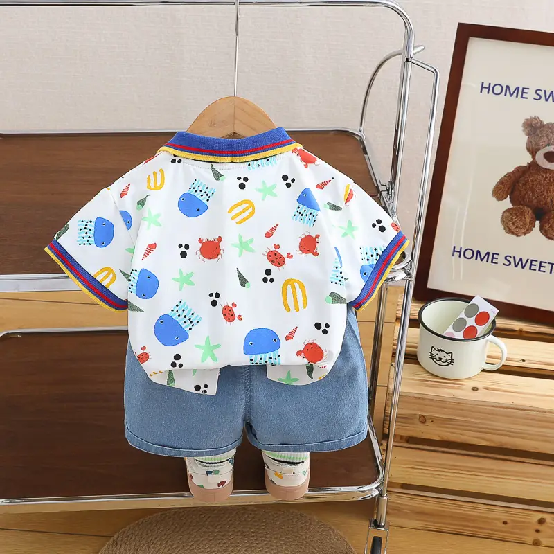 Boys' 2Pc Printed Polo Shorts Set Summer 2024 — feature 16