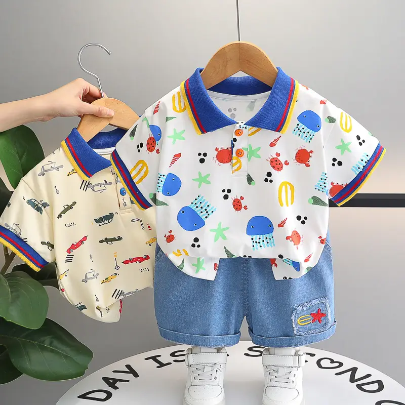 Boys' 2Pc Printed Polo Shorts Set Summer 2024 — feature 2