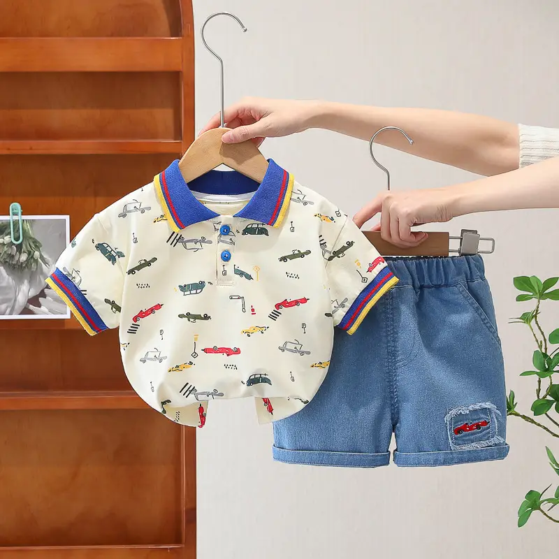 Boys' 2Pc Printed Polo Shorts Set Summer 2024 — feature 8
