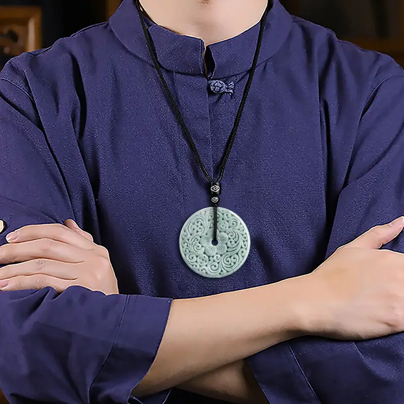 Jade Peace Buckle Pendant for Men Women