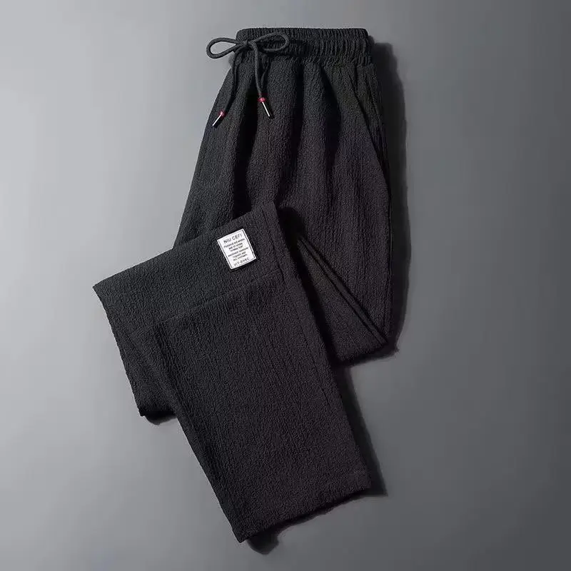 Men's Grey Ice Silk Casual Pants Straight Plus Size - Image 2