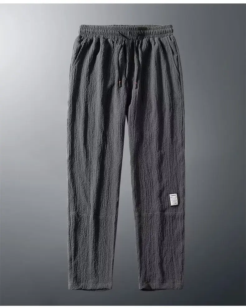 Men's Grey Ice Silk Casual Pants Straight Plus Size — feature 12