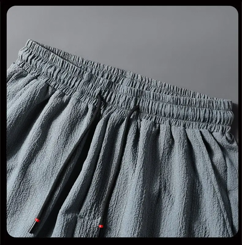 Men's Grey Ice Silk Casual Pants Straight Plus Size — feature 3