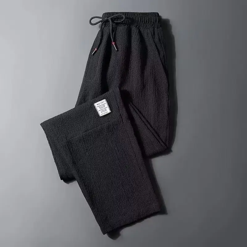 Men's Grey Ice Silk Casual Pants Straight Plus Size — feature 6